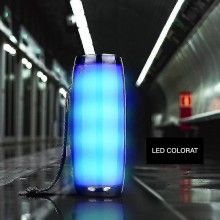 Boxa portabila lumina ambientala multicolora, wireless, radio FM, negru