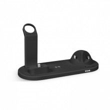 Incarcator EDAR® wireless, statie incarcare 4 in 1, portabil, pentru telefon, smartwatch, casti, negru