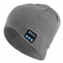 Caciula cu muzica EDAR, conexiune Bluetooth, casti si microfon intergrate, tricot, gri deschis