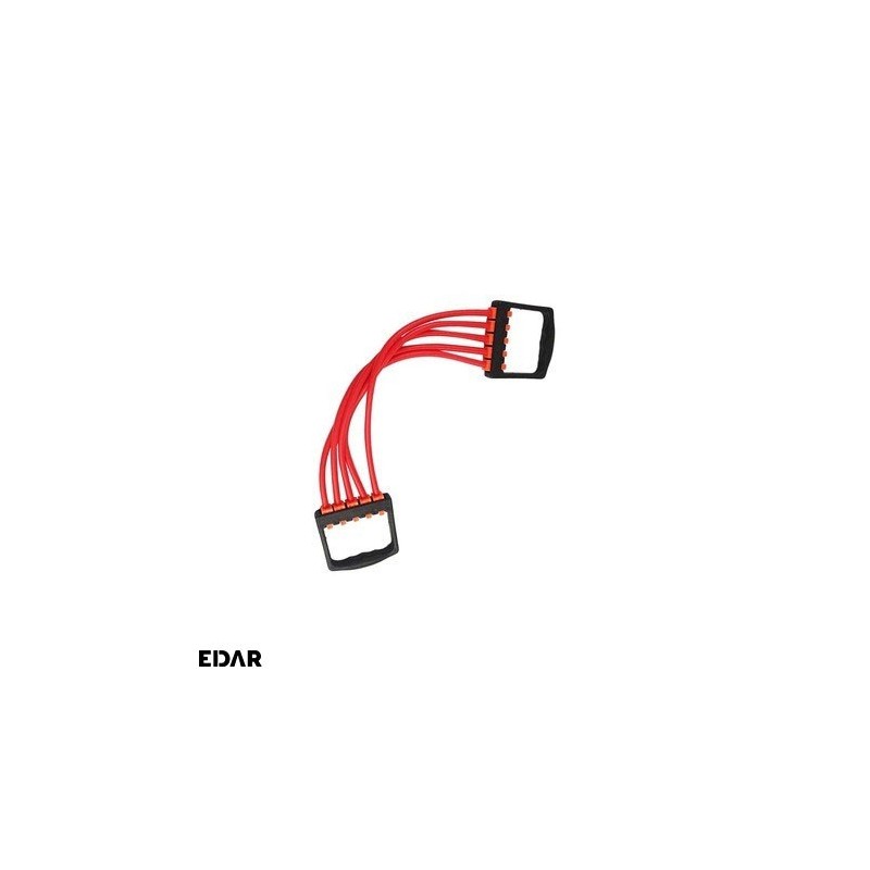 Extensor cu 5 Corzi EDAR, Pentru Fitness, Antebrat, Brate, Piept, Biceps, Consolidarea musculaturii, Antrenamente, Cauciuc, Rosu
