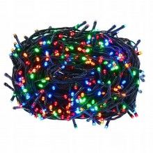 Instalatie LED Liniara SIKS, cu 200 de LED -uri , 15 m lungime, fir verde inchis, Multicolor