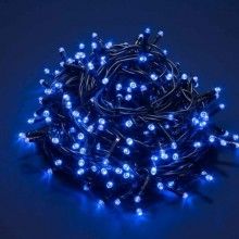 Instalatie LED Liniara SIKS, cu 100 de LED -uri, 7 m lungime, fir verde inchis, Albastru