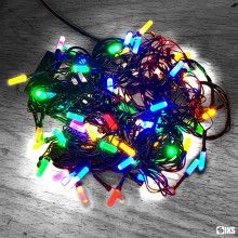 Instalatie de Craciun SIKS, Ghirlanda Luminoasa 8 m, Led-uri Cilindru, Liniara Multicolora, 100 Leduri