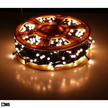 Instalatie LED Liniara SIKS , cu 300 de LED -uri , 20 m lungime, fir verde inchis, Alb Cald