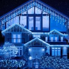 Instalatie De Craciun SIKS Model Turturi, 5 m, 100 Led-uri, Cu 8 jocuri de lumini, Franjuri, Pentru Exterior/Interior, Fir Al...