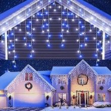 Instalatie De Craciun SIKS Model Turturi, 5 m, 100 Led-uri, Cu 8 jocuri de lumini, Franjuri, Pentru Exterior/Interior, Fir Al...