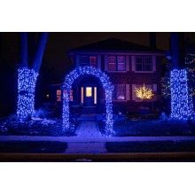 Instalatie LED Liniara SIKS, cu 300 de LED -uri , 20 m lungime, fir verde inchis, Albastru
