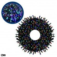 Instalatie De Craciun Liniara SIKS, 72 m, 800 LED-uri, Cu 8 jocuri de lumini, Pentru Exterior/Interior, Fir Verde Inchis, Mul...