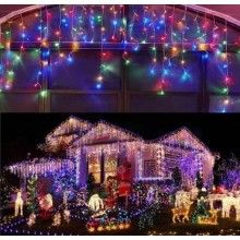 Instalatie De Craciun SIKS Model Turturi, 5 m, 100 Led-uri, Cu 8 jocuri de lumini, Franjuri, Pentru Exterior/Interior, Fir Al...