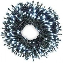 Instalatie LED Liniara SIKS, cu 200 de LED -uri, 16 m lungime, fir verde inchis, Alb rece