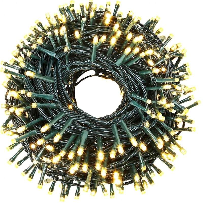 Instalatie LED Liniara EDAR, 7 metri, cu 100 de LED -uri, fir verde inchis, Alb cald