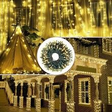 Instalatie LED Liniara EDAR, 7 metri, cu 100 de LED -uri, fir verde inchis, Alb cald