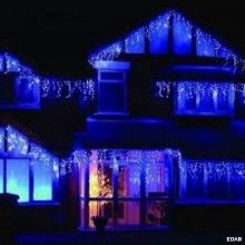 Instalatie LED Liniara EDAR, 7 metri, cu 100 de LED -uri, fir verde inchis, Albastru