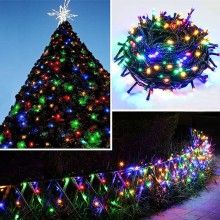 Instalatie De Craciun Liniara EDAR, Cu 8 jocuri de lumini, Pentru Exterior/Interior, Fir Verde Inchis, 40 m, 500 LED-uri, Mul...