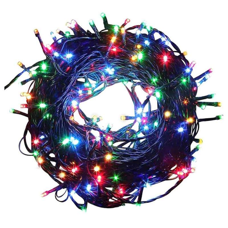Instalatie De Craciun Liniara EDAR, Cu 8 jocuri de lumini, Pentru Exterior/Interior, Fir Verde Inchis, 72 m, 800 LED-uri, Mul...