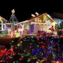Instalatie De Craciun Liniara EDAR, Cu 8 jocuri de lumini, Pentru Exterior/Interior, Fir Verde Inchis, 72 m, 800 LED-uri, Mul...