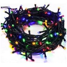 Instalatie LED Liniara EDAR, 7 metri, cu 100 de LED -uri, fir verde inchis, Multicolor