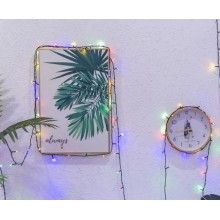 Instalatie LED Liniara EDAR, 7 metri, cu 100 de LED -uri, fir verde inchis, Multicolor