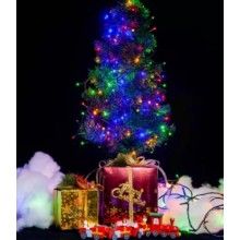 Instalatie LED Liniara EDAR, 7 metri, cu 100 de LED -uri, fir verde inchis, Multicolor