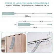 Set stergator flexibil de praf SIKS si laveta microfibra, maner extensibil, talpa plata, 136 cm Set stergator flexibil de praf SIKS si laveta microfibra, maner extensibil, talpa plata, 136 cm