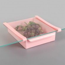 Cutie Depozitare Tip Sertar SIKS Pentru Frigider, Organizator Frigider Cu Clesti, Roz