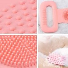 Banda SIKS pentru igiena corporala 2in1, masaj si exfoliere, silicon, Roz