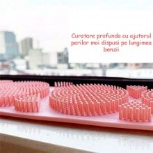 Banda SIKS pentru igiena corporala 2in1, masaj si exfoliere, silicon, Roz