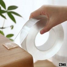 Banda SIKS dublu adeziva, reutilizabila dupa spalare, transparent, 2cm x 3m