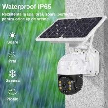 Camera Supraveghere Video Solara SIKS, Slot SIM 4G, Slot MicroSD, Cu Panou Solar Inclus, Rotire Prin Aplicatie, Vedere Noctur...
