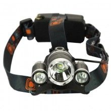 Lanterna Frontala EDAR Din Aluminiu Cu 3 LED-uri Si Acumulator, 15 W, Pentru Camping/Pescuit/Vanatoare