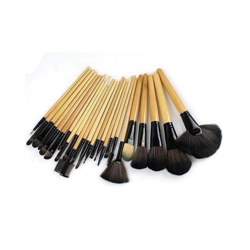 Set cu 24 pensule EDAR pentru make-up cu husa inclusa, bej/ negru Set cu 24 pensule EDAR pentru make-up cu husa inclusa, bej/ negru