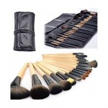 Set cu 24 pensule EDAR pentru make-up cu husa inclusa, bej/ negru Set cu 24 pensule EDAR pentru make-up cu husa inclusa, bej/ negru