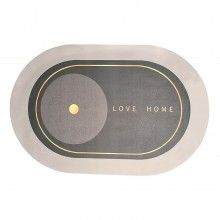 Covor de Baie Antiderapant SIKS, Model „Love Home”, Oval, 87 x 56 cm, Gri