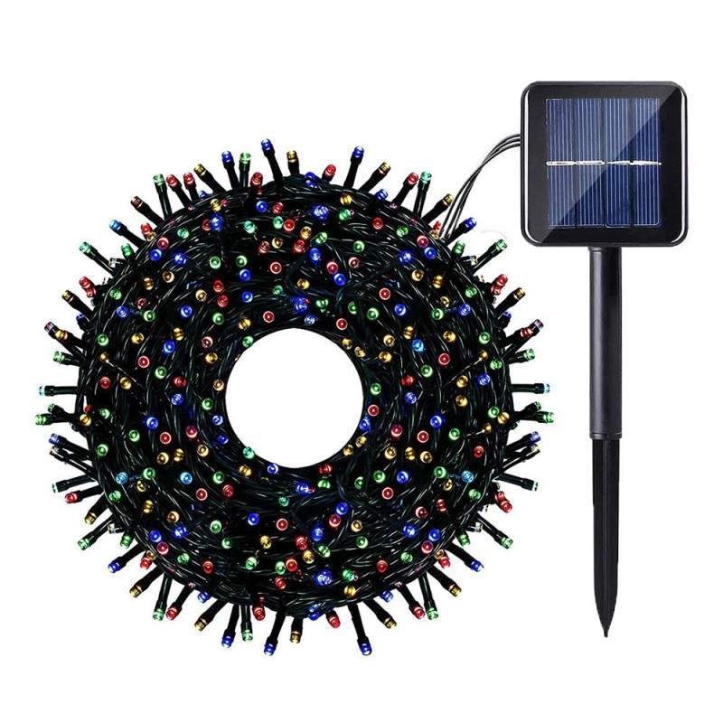 Instalatie De Craciun SIKS Cu Panou Solar, Liniara 10 M, 100 Leduri, Multicolor, 8009WW, Incarcare Solara