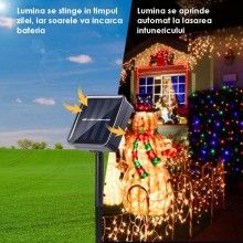 Instalatie De Craciun SIKS Cu Panou Solar, Liniara 10 M, 100 Leduri, Multicolor, 8009WW, Incarcare Solara