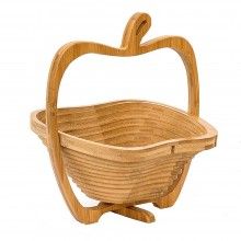 Cos Pliabil SIKS In Forma De Mar De Fructe/Legume, Pliabil, Din Bambus, 22 x 20 cm, 2 in 1