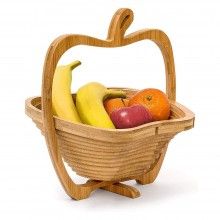 Cos Pliabil SIKS In Forma De Mar De Fructe/Legume, Pliabil, Din Bambus, 22 x 20 cm, 2 in 1