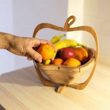 Cos Pliabil SIKS In Forma De Mar De Fructe/Legume, Pliabil, Din Bambus, 22 x 20 cm, 2 in 1