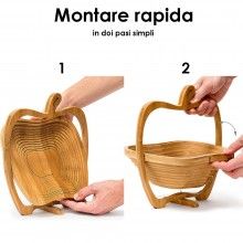 Cos Pliabil SIKS In Forma De Mar De Fructe/Legume, Pliabil, Din Bambus, 22 x 20 cm, 2 in 1
