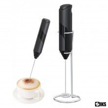 Aparat SIKS Pentru Spumare a Laptelui, Cu Varf Spiralat, Functionare pe Baterii, Suport Inclus, Negru