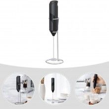 Aparat SIKS Pentru Spumare a Laptelui, Cu Varf Spiralat, Functionare pe Baterii, Suport Inclus, Negru