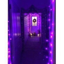 Instalatie LED Liniara SIKS, cu 100 de LED -uri, 8 m lungime, fir verde inchis, Mov
