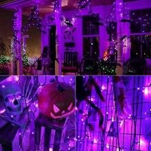 Instalatie LED Liniara SIKS, cu 100 de LED -uri, 8 m lungime, fir verde inchis, Mov