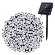 Instalatie SIKS 100 LED-uri, 10 Metri, Incarcare Solara Si Senzor De Lumina, Ghirlanda, Lumina Alb Rece