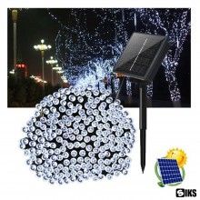 Instalatie SIKS 100 LED-uri, 10 Metri, Incarcare Solara Si Senzor De Lumina, Ghirlanda, Lumina Alb Rece