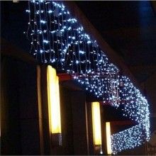 Instalatie de craciun, Model perdea, 8 jocuri de lumina, Franjuri, 300 led, Pentru Exterior/Interior, Fir Alb, Interconectabi...