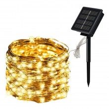 Ghirlanda Luminoasa SIKS Cu Leduri, Instalatie Cu Incarcare Prin Panou Solar, 200 Led-uri, 20m, IP44, Alb Cald
