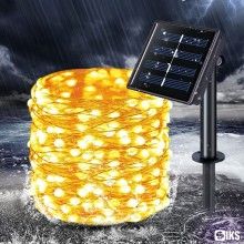 Ghirlanda Luminoasa SIKS Cu Leduri, Instalatie Cu Incarcare Prin Panou Solar, 200 Led-uri, 20m, IP44, Alb Cald