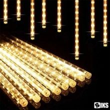 Instalatie de Craciun SIKS Tip Turturi Meteor, 80 cm, 8 Tuburi X 36 LED, 288 LED-uri, Fir Transparent, Lumina Alb Cald