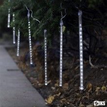 Instalatie de Craciun SIKS Tip Turturi Meteor, 80 cm, 8 Tuburi X 36 LED, 288 LED-uri, Fir Transparent, Lumina Alb Rece